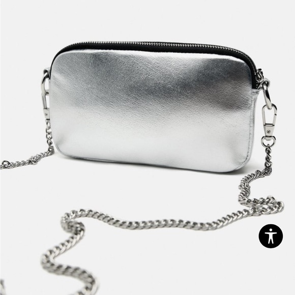 Zara mini crossbody bag with pockets in silver with dustbag - Picture 4 of 6
